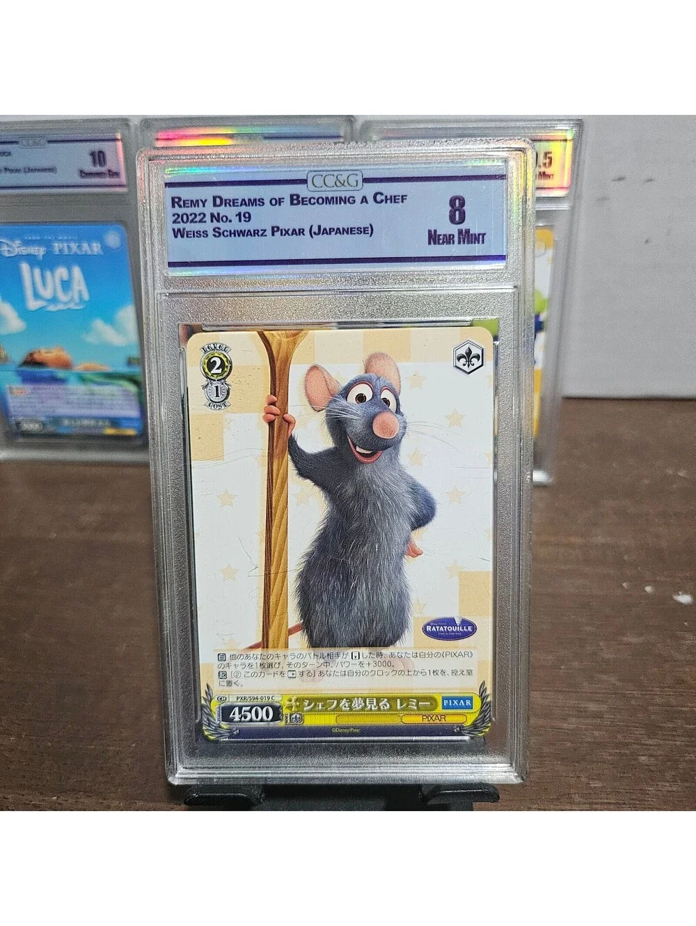 Set of Graded Pixar Japanese Trading Cards - Luca, Cars, Toy Story, Ratatouille